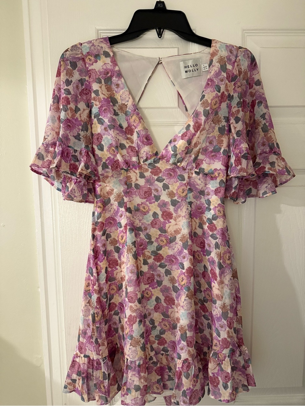 Hello Molly Floral Ruffle Mini Dress - Pink Lavender Roses